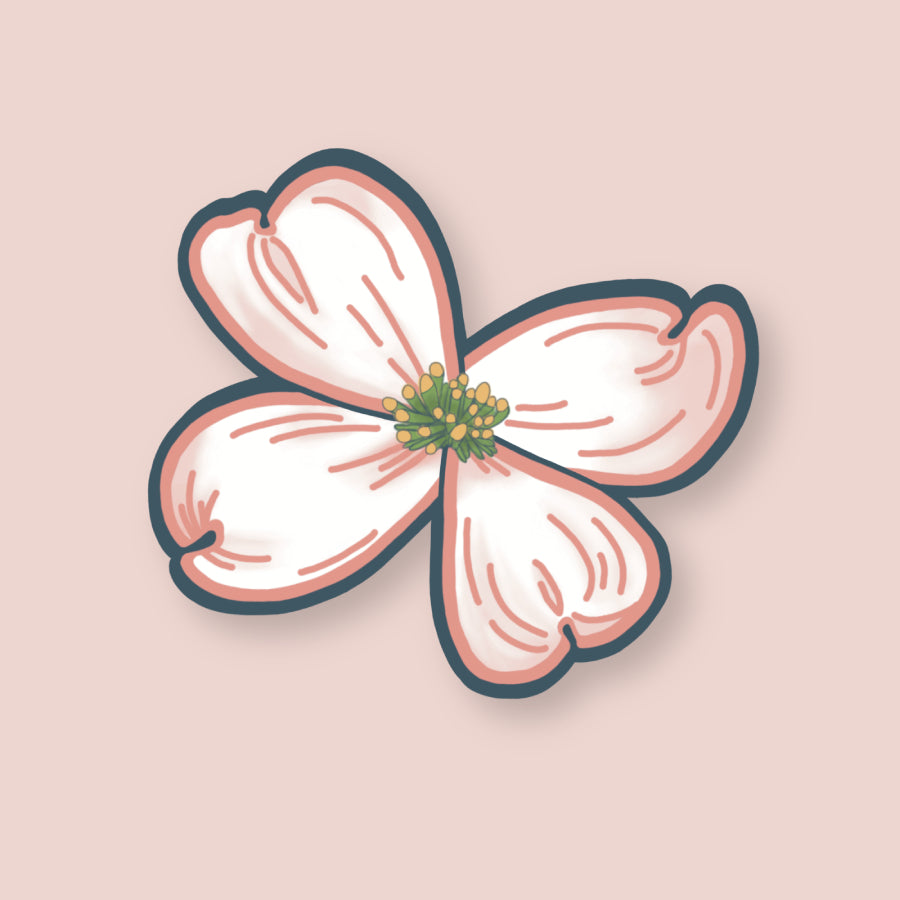 Mini Dogwood Flower Sticker | Virginia State Flowers, NC Stickers
