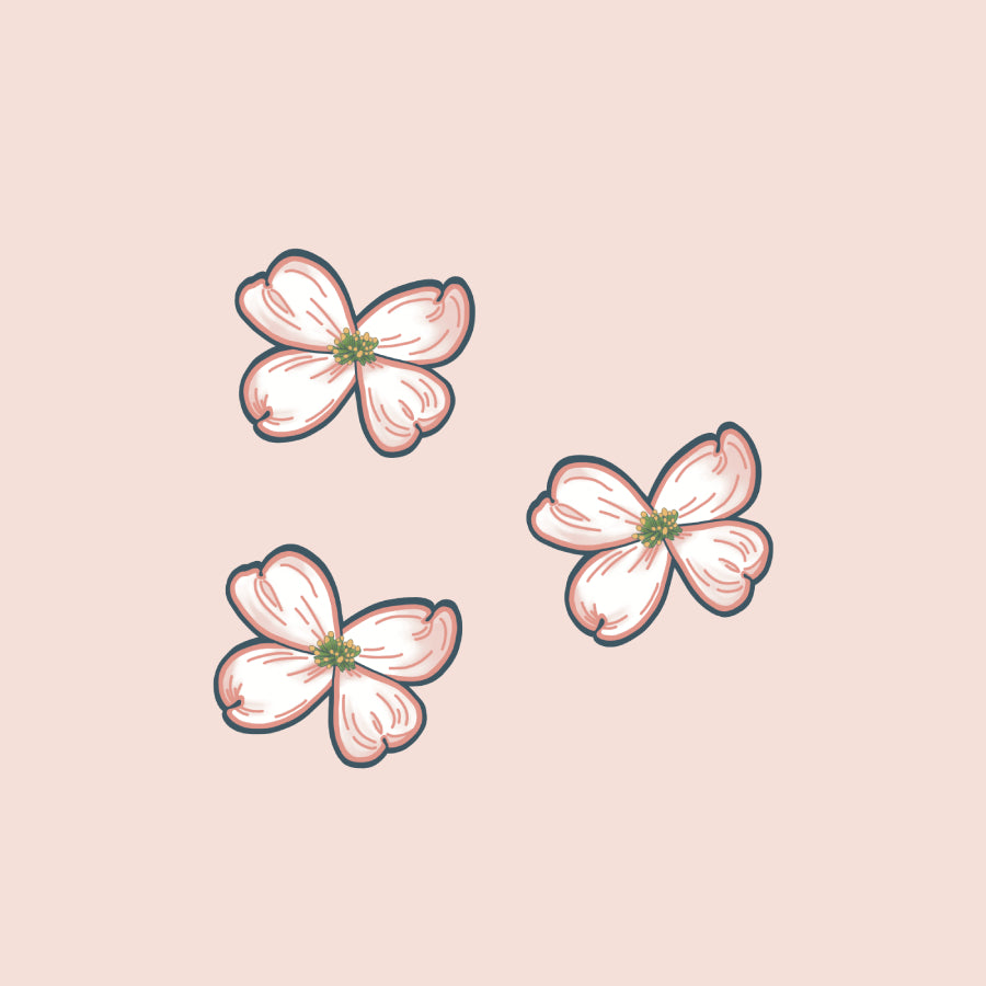 Mini Dogwood Flower Sticker | Virginia State Flowers, NC Stickers