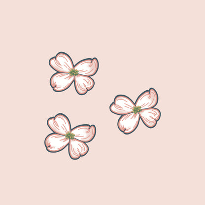 Mini Dogwood Flower Sticker | Virginia State Flowers, NC Stickers