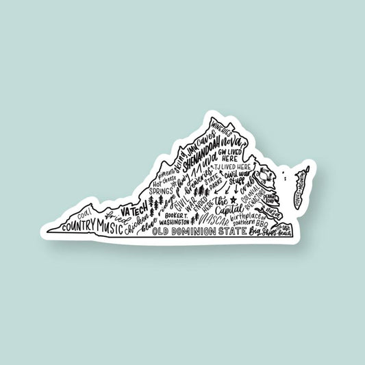 Virginia Sticker 6 inch | Virginia State Map Vinyl Sticker