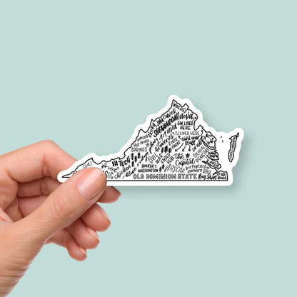 Virginia Sticker 4 inch | Virginia State Map Vinyl Sticker