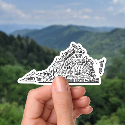 Virginia Sticker 4 inch | Virginia State Map Vinyl Sticker