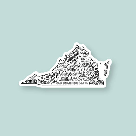 Virginia Sticker 4 inch | Virginia State Map Vinyl Sticker