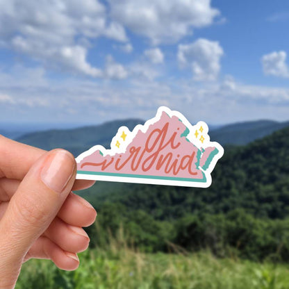 Small Virginia Sticker Pink | Virginia State Stickers