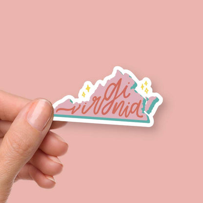 Small Virginia Sticker Pink | Virginia State Stickers