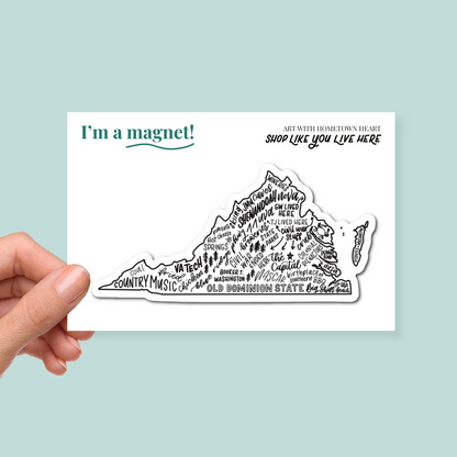 Virginia Magnets | Hand-Drawn State Map Magnet