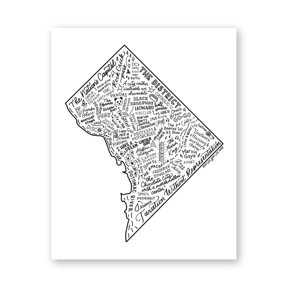 Map of Washington DC Artwork, Washington DC History