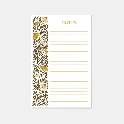 Fall Floral Notepads with Lines, 70s Inspired Lined Notepad