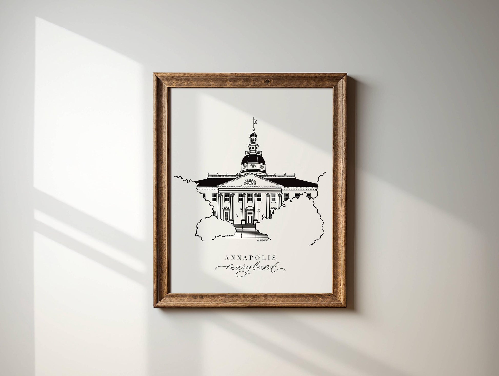 Annapolis Maryland State House Print, Annapolis Print, Annapolis Maryland Art Print, Maryland Print, Maryland Gifts, Annapolis Artwork