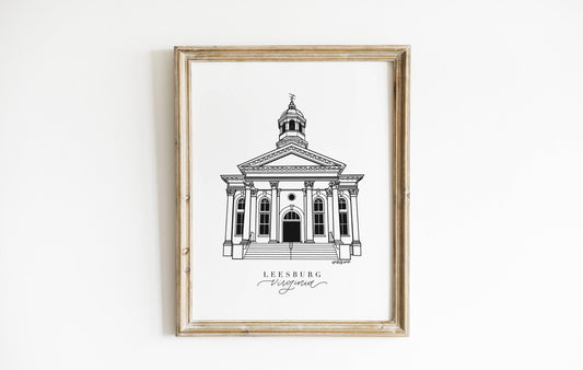 Leesburg Virginia Art Print, Leesburg VA Art Print, Loudoun County Virginia Print, Leesburg Courthouse Art, Northern Virginia Art