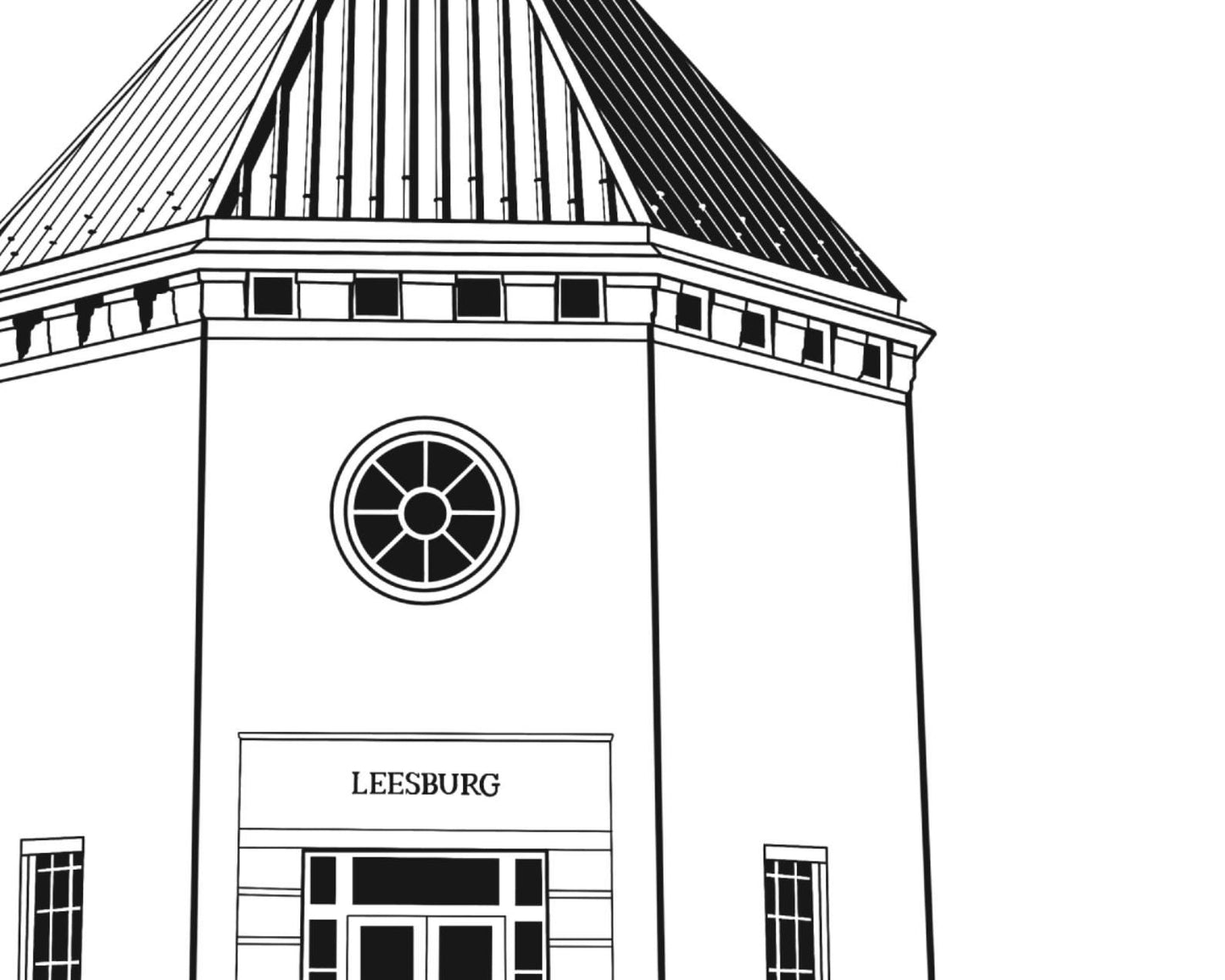 Leesburg Virginia Art Print, Leesburg VA Art Print, Loudoun County Virginia Print, Leesburg Town Hall Art, Northern Virginia Art