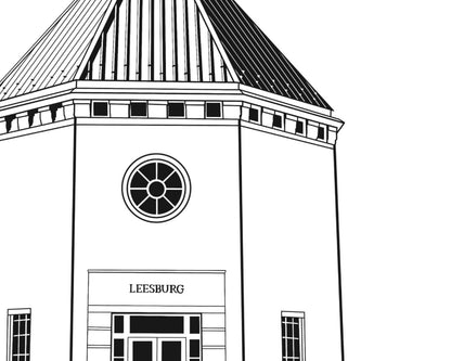 Leesburg Virginia Art Print, Leesburg VA Art Print, Loudoun County Virginia Print, Leesburg Town Hall Art, Northern Virginia Art