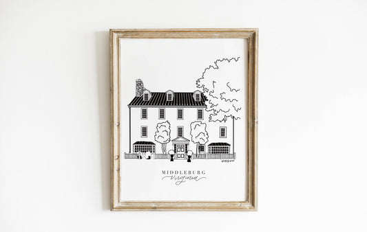 Middleburg Virginia Print, Red Fox Inn Middleburg VA Art, Loudoun County Virginia Art Print, Northern Virginia Art Print, Virginia Gifts