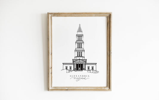 Old Town Alexandria Print, Masonic Temple Alexandria Virginia Art Print, Alexandria VA Wall Art, Alexandria VA Art, Northern Virginia Art