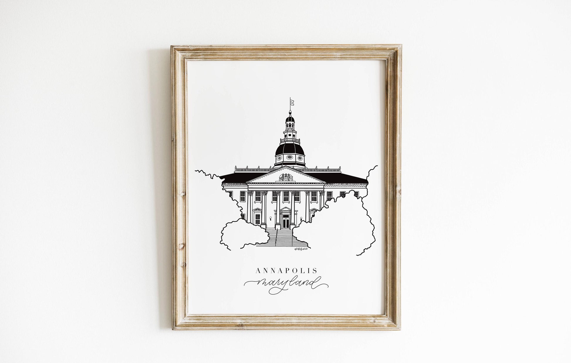 Annapolis Maryland State House Print, Annapolis Print, Annapolis Maryland Art Print, Maryland Print, Maryland Gifts, Annapolis Artwork